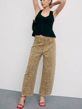 Nomad Le Jean Leopard-Print Wide Leg Pants - Tan/Black